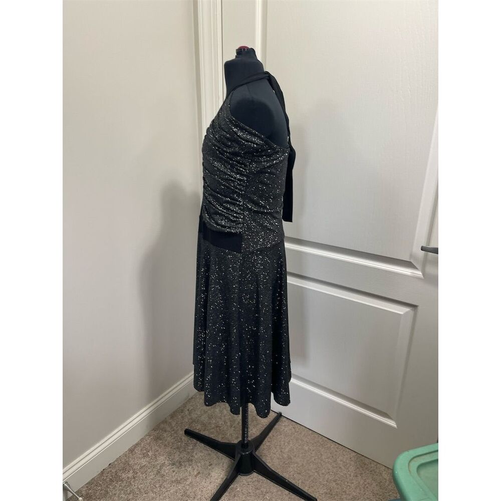 EnFocus Studio Vintage Halter Neck Dress Black Silver Sparkle Size 12 sku156 - Picture 2 of 10
